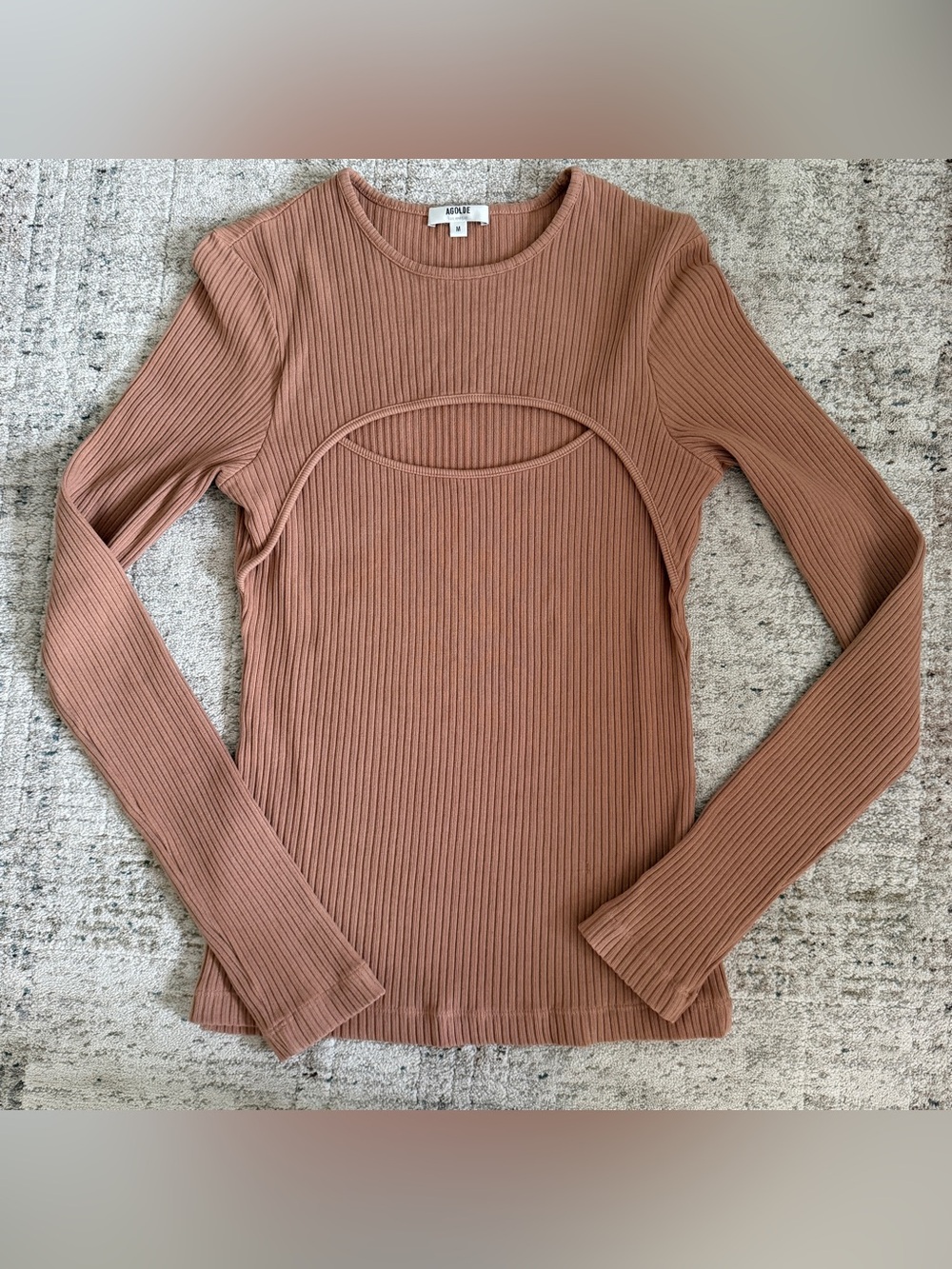 agolde lyxa cut out ribbed women’s size M brown tan